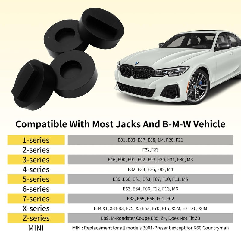 ZOSANY Floor Jack Pad for BMW and Mini,Rubber Pinch Weld Jack Pad for BMW, Round Jack Stand Adapter, Slotted Frame Rail Protector for Circular Floor Jack and Jack Stand 4 Pack - Image 2